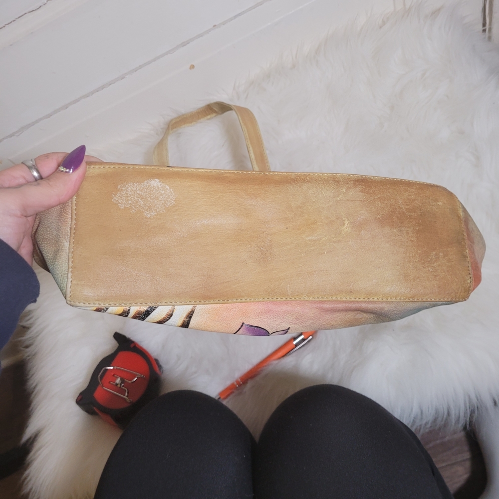 Vtg Hand Painted Great American Leatherworks Tote - Picture 7 of 12